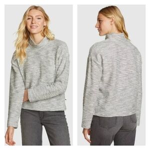 Eddie Bauer Women XL Heathered Mock-Neck Long-Sleeve Pullover Pocket Fall/HOL'24
